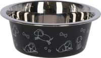 Voederbak rvs zwart met motief 900ml - thumbnail