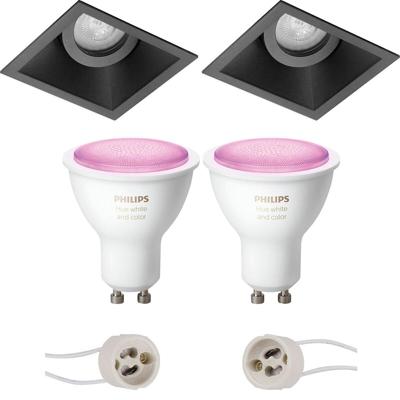 Philips Hue LED Spot Set GU10 - Mat Zwart Inbouw - Kantelbaar