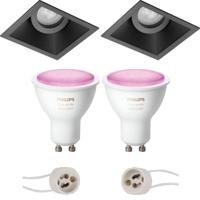 Philips Hue LED Spot Set GU10 - Mat Zwart Inbouw - Kantelbaar - thumbnail