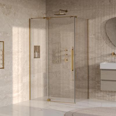 Brauer Stellar - Douchecabine met Draaideur - Helder Glas - 120x90x200 cm - Omkeerbaar - incl. Glascoating - PVD Goud Geborsteld