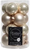 Decoris kerstballen set glas 16st Parel 3,5cm - thumbnail