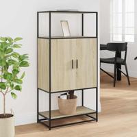 Hoge kast 68x35x139 cm bewerkt hout en metaal sonoma eikenkleur - thumbnail