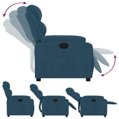 Fauteuil verstelbaar fluweel blauw
