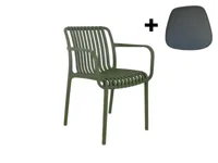 Vita Porto stapelstoel groen incl. zitkussen - thumbnail