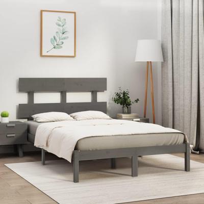 Bedframe massief hout grijs 200x200 cm Bedframe massief hout grijs 200x200 cm
