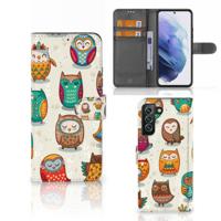 Samsung Galaxy S22 Plus | Telefoonhoesje | Met pasjeshouder | Vrolijke Uilen - thumbnail