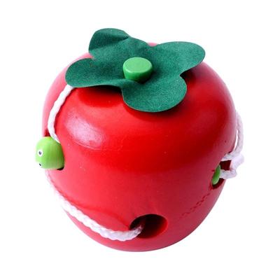 Houten leren en onderwijs kinderen kleurrijke Worm eet fruit Apple educatief speelgoed