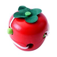 Houten leren en onderwijs kinderen kleurrijke Worm eet fruit Apple educatief speelgoed - thumbnail