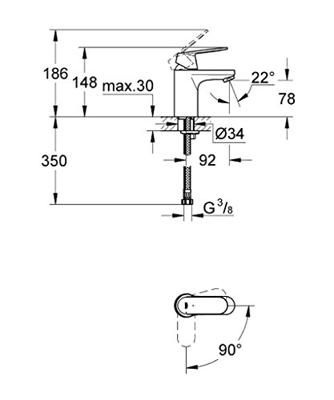 GROHE Eurosmart Cosmopolitan waterbesparende wastafelkraan chroom 2337600e