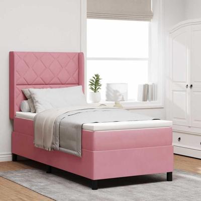 LED Boxspring Bed met Matras Roze 100 x 200 cm Fluweel