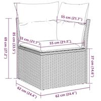 7-delige Loungeset met kussens poly rattan bruin - thumbnail
