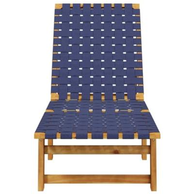 Ligbed massief acaciahout en stof donkerblauw