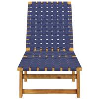 Ligbed massief acaciahout en stof donkerblauw - thumbnail