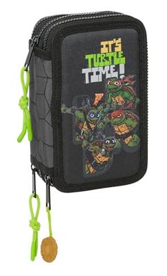 Driedubbele Pennenzak Teenage Mutant Ninja Turtles Zwart Grijs 12,5 x 19,5 x 5,5 cm 36 Onderdelen