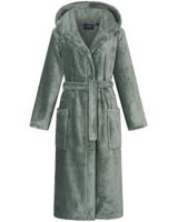 Morgenstern Morgenstern damesbadjas met capuchon Betty Groen Maat M - thumbnail