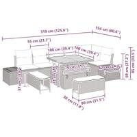 Tuinbankenset met kussen 9 pcs Beige poly rattan - thumbnail