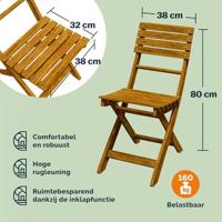 Tuinset 3-delig acaciahout FSC gecertificeerd opvouwbaar - thumbnail