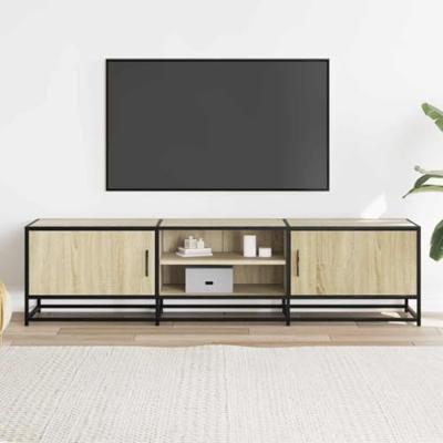 Tv-meubel 160x35x41 cm bewerkt hout metaal sonoma eikenkleurig