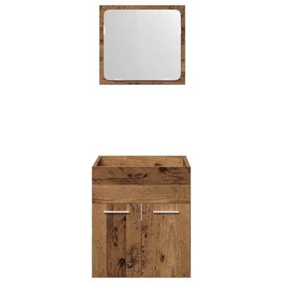 2-delige Badkamermeubelset bewerkt hout oud houtkleurig