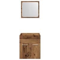 2-delige Badkamermeubelset bewerkt hout oud houtkleurig - thumbnail