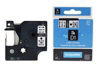 Rillprint compatible D1 tape voor Dymo 40910, 9 mm, zwart op transparant - thumbnail