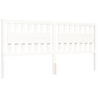 Bedframe met hoofdbord massief hout wit - thumbnail