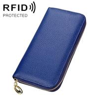 906 Antimagnetic RFID Litchi Texture Women Large Capacity Hand Wallet Purse Phone Bag with Card Slots(Blue) - thumbnail