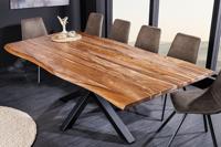 Massief houten eettafel MAMMUT 200cm Sheesham zwart frame 3,5cm tafelblad boomrand - 43700 - thumbnail