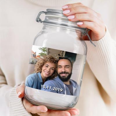 Glazen pot met deksel personaliseren - 2l Glazen pot met deksel personaliseren - 2l