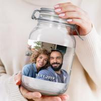 Glazen pot met deksel personaliseren - 2l - thumbnail