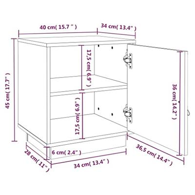 Nachtkastjes 2 st 40x34x45 cm massief grenenhout zwart
