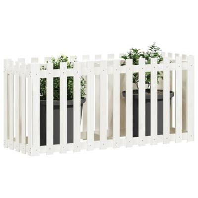 Plantenbak verhoogd hekontwerp 150x50x70 cm grenenhout wit