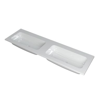 INK Faktor Wastafel Polystone Dubbel Zonder Kraangaten - 1600x450x15 mm - Glans Wit