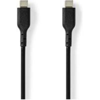 Nedis CCGL60710BK20 Usb-kabel Usb 2.0 Usb-c™ Male Usb-c™ Male 240 W 480 Mbps Vernikkeld 2.00 M Rond Pvc Zwart Label - thumbnail