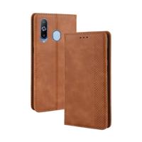 Magnetische Buckle retro Crazy Horse textuur horizontale Flip lederen case voor Galaxy A60 met houder & kaartsleuven & fotolijstjes (bruin) - thumbnail