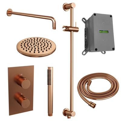 Copper Edition Thermostatische Inbouw Regendouche Set met 3-weg Omstelling en Koper Geborstelde PVD Afwerking