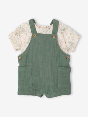 Babyset T-shirt salopet babyjongen saliegroen Babyset T-shirt salopet babyjongen saliegroen