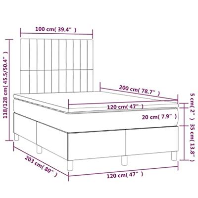 Boxspring met matras en LED stof donkergrijs 120x200 cm
