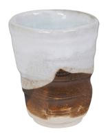 Handgemaakte Keramische Beker - Wit/Bruin - 10.2 x 11.7cm 480ml - thumbnail