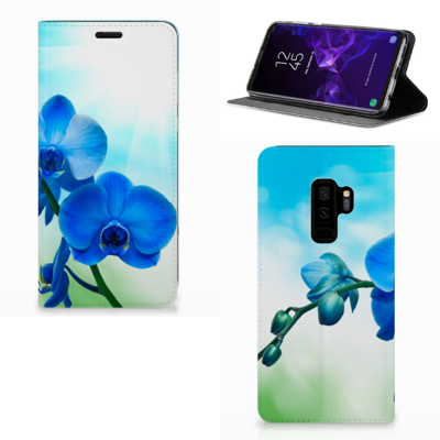 Samsung Galaxy S9 Plus Smart Cover Orchidee Blauw - Cadeau voor je Moeder Samsung Galaxy S9 Plus Smart Cover Orchidee Blauw - Cadeau voor je Moeder