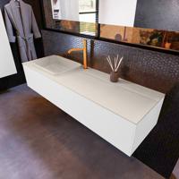 Badkamermeubelset Mondiaz Erin 150 cm met 1 Lade met RIDGE Wastafel Links Linen met 1 kraangat Greeploos Mat Talc - thumbnail