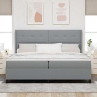 Boxspringbed met matras en LED stof lichtgrijs 200x200 cm - thumbnail