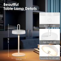 Draadloze Oplaadbare LED Tafellamp - Binnen & Buiten - Dimbaar - ø12.8 x 29 cm - Warmwit licht - 3000mAh - White - thumbnail