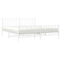 Bedframe met hoofd- en voeteneindemetaal wit 193x203 cm - thumbnail