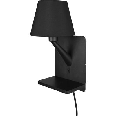Moderne LED Wandlamp met E14 Fitting en Laadstation - Mat Zwart Metaal