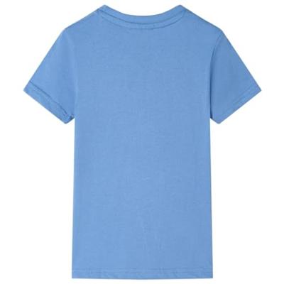 Kindershirt dinosaurusprint 128 middelblauw