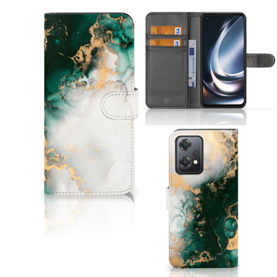 Bookcase voor OnePlus Nord CE 2 Lite Marmer Groen Bookcase voor OnePlus Nord CE 2 Lite Marmer Groen