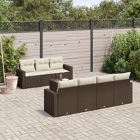 8-delige Loungeset met kussens poly rattan bruin - thumbnail
