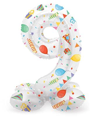 Folat BV Staande folieballon joyful party cijfer 9 -72cm