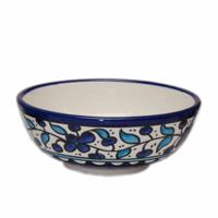 Blauwe Fair-Trade Müsli-Schaal met Bloemen - thumbnail